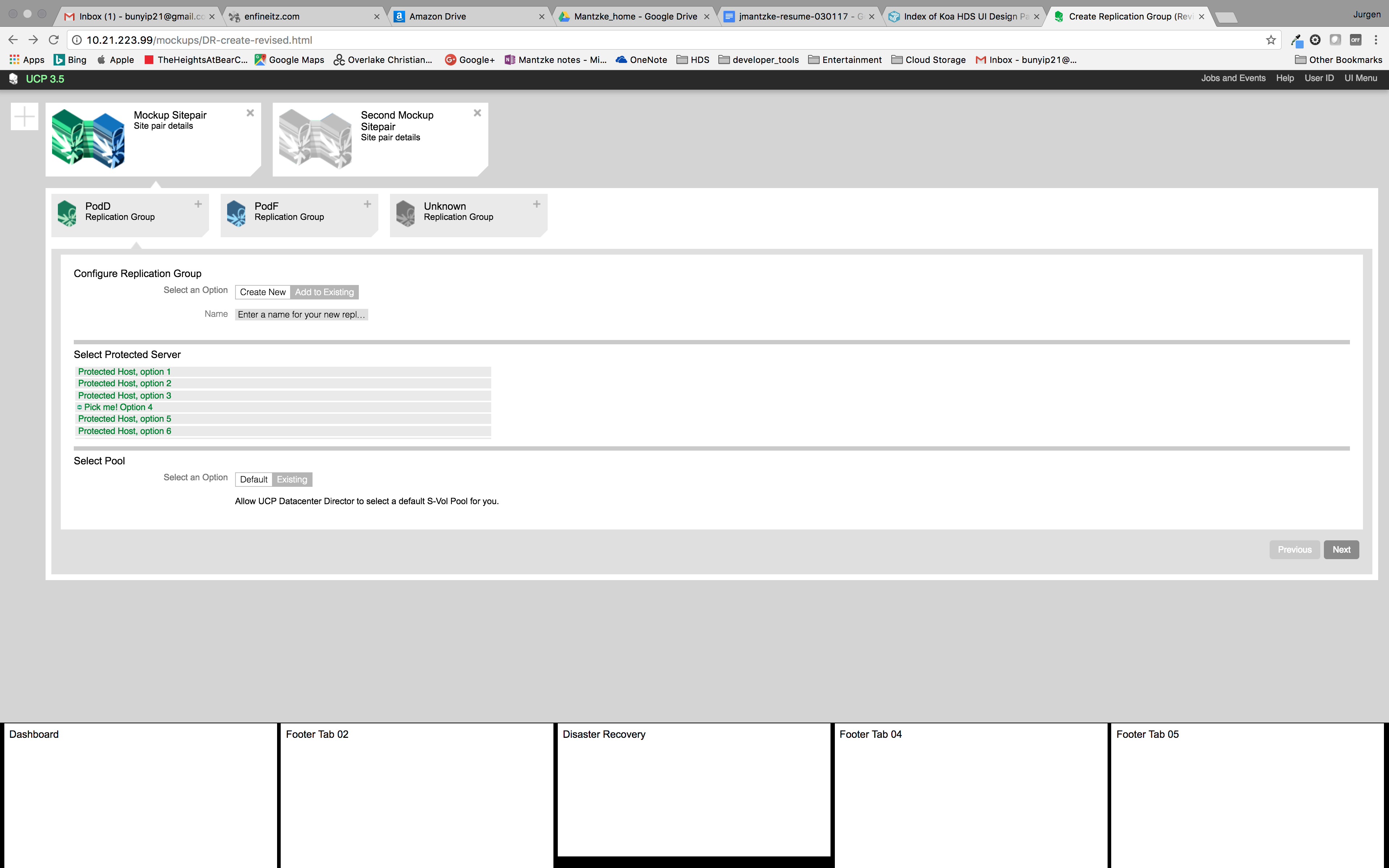 UCP version 3 wireframe of dashboard