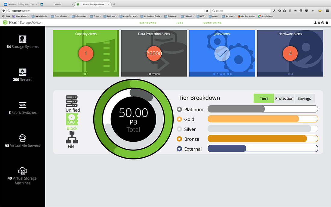 the final dashboard of Hitachi Storage Advisor