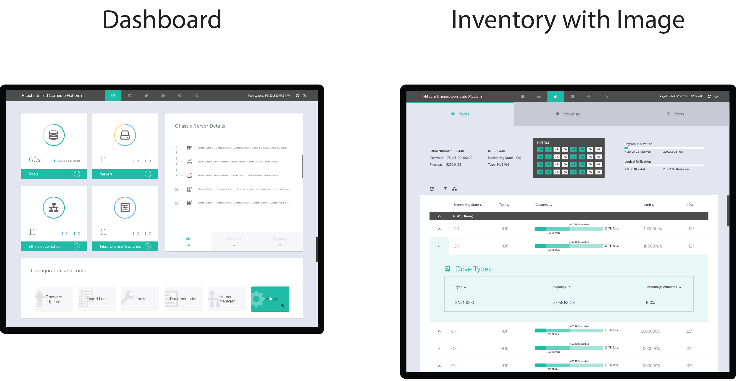 UCP version 4 wireframe of dashboard